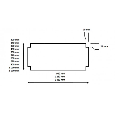 Dimensions du dessus tolé pour étagère