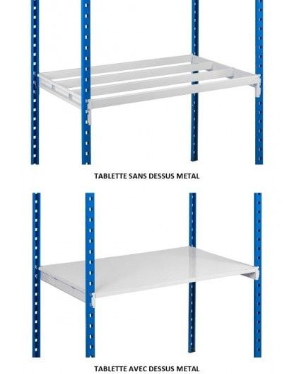 Accessoires de rayonnage métallique dessus en tole