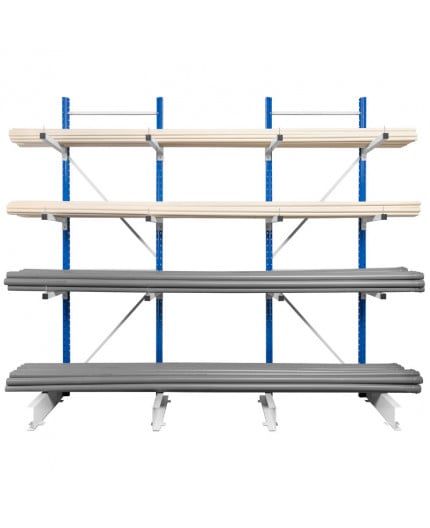 Stockage a plat de tube PVC type rayonnage en porte à faux