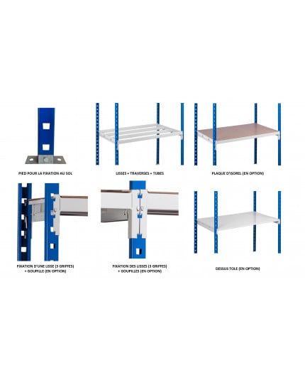 etagere element rayonnage leger tubulaire en 300 -2025