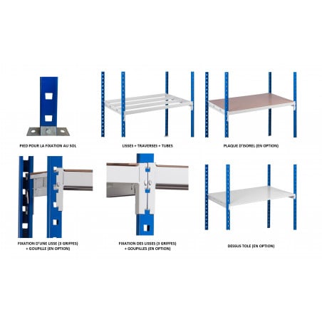 etagere element rayonnage leger tubulaire en 300 -2025