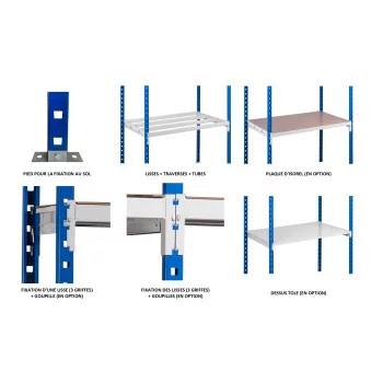 etagere element rayonnage leger tubulaire en 300 -2025