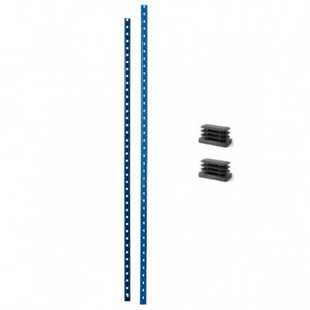 Montant ou poteau pour rayonnage metallique bleu au pas de 50 mm