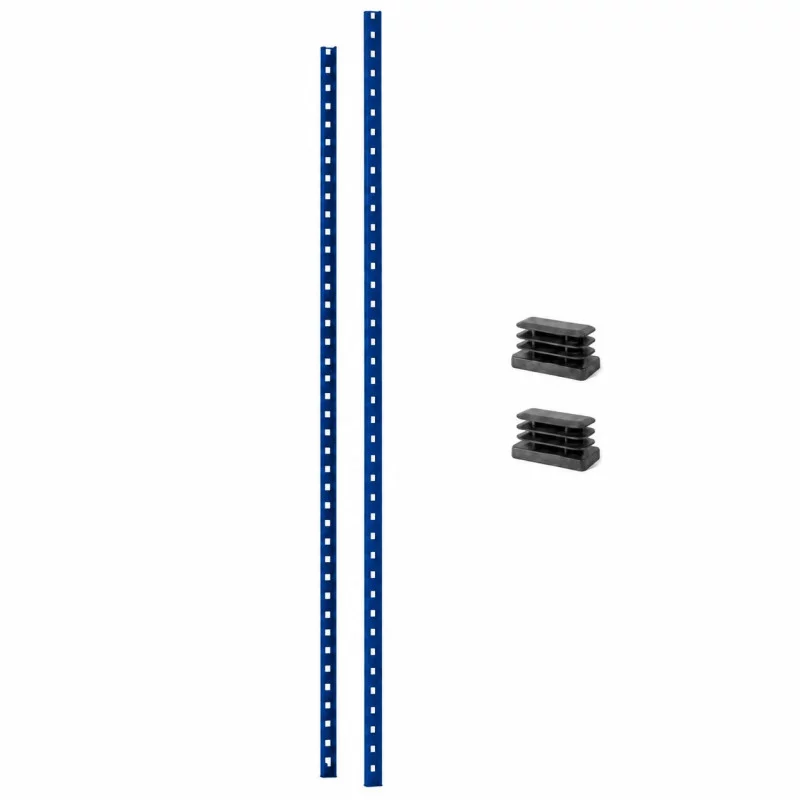 Paire de Poteaux + pieds plastique pour rayonnage leger Bleu (RAL 5005)