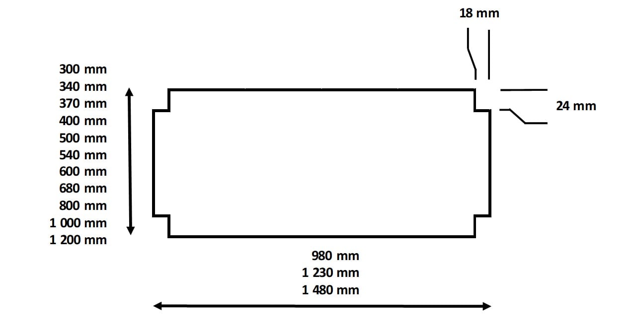 Dimensions dessus tolé pour rayonnage a étagères